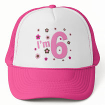 I'm 6 Pink And Brown Flowers Hat