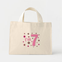 I'm 7 Pink And Brown Flowers Canvas Bags