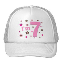 I'm 7 Pink And Brown Flowers Hats