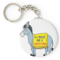 I'm a Democrat and a Christian Keychain