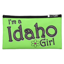 I'm a Idaho Girl, Flower, Green Bagettes Bag Cosmetics Bags