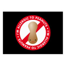 I'm allergic to peanuts! Peanut allergy bookmark Business Card Template