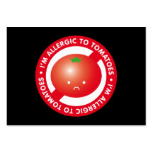 I'm allergic to tomatoes! Tomato allergy bookmark Business Cards
