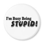 I'm busy being stupid! fridge magnet