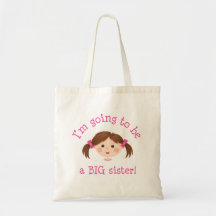 Im going to be a big sister - girl with brown hair bags
