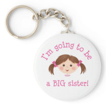 Im going to be a big sister - girl with brown hair key chain