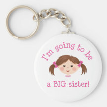 Im going to be a big sister - girl with brown hair key chain