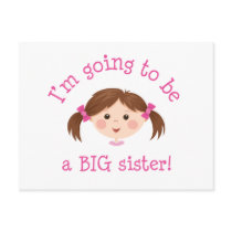 Im going to be a big sister - girl with brown hair post card