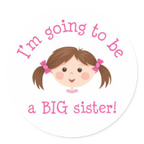Im going to be a big sister - girl with brown hair stickers