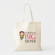 Im going to be a big sister happy cartoon girl tote bag