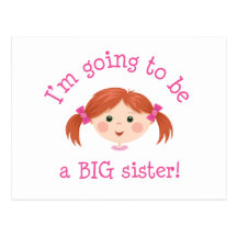 Im going to be a big sister - red hair postcards