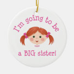 Im going to be a big sister - red haired girl christmas tree ornament