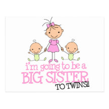 I'm Going to Be a Big Sister to TWINS Postcards