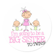 I'm Going to Be a Big Sister to TWINS stickers