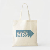 I'm His Mrs. (Blue Arrow) Tote Bags
