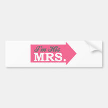 I'm His Mrs. (Hot Pink Arrow) Bumper Stickers