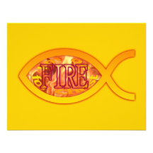 I'm on FIRE for Christ - Christian Fish Symbol Invitations