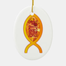 I'm on FIRE for Christ - Christian Fish Symbol Christmas Ornament