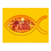 I'm on FIRE for Christ - Christian Fish Symbol Post Cards