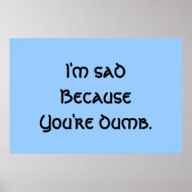 I'm Sad Because You're Dumb Poster
