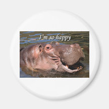 I'm so happy: hippo refrigerator magnet