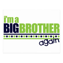 I'm the Big Brother Again Blue/Green T-shirt Postcards