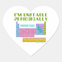 I'M UNSTABLE PERIODICALLY T-SHIRT AND GIFTS HEART STICKERS