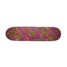 Image of Glitter Colorful Butterflies Skateboard