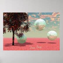 Imaginaire de pêche - Teal et retraite d'abricot Posters