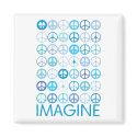 IMAGINE - Blue International Peace Signs magnets