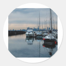 Imaginez au port de Brighton Adhésif Rond