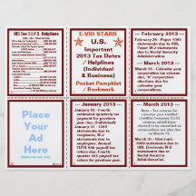 Important 2013 Tax Dates / Helplines Pamphlet Flyer Design
