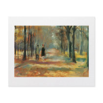 Impressionist art by Ury couple walking in woods