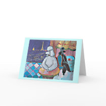 Impressionist Art Poodles Paris Cafe Card