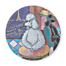 Impressionist Art Poodles Paris Cafe Magnet