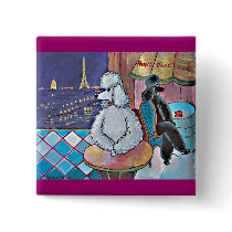 Impressionist Art Poodles Paris Cafe Magnet