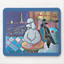 Impressionist Art Poodles Paris Cafe Mousepad