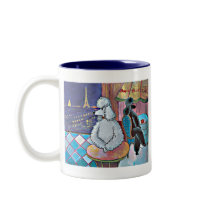 Impressionist Art Poodles Paris Cafe Mug Cup
