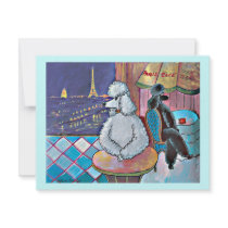 Impressionist Art Poodles Paris Cafe Postcard Custom Announcements
