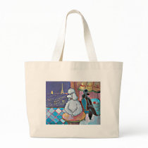 Impressionist Art Poodles Paris Cafe Tote Bag