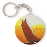 Impressionist Vintage Racing Yacht Key Chain