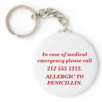 In case of medical emergency keychain