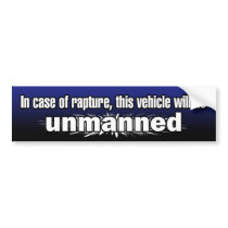 "In Case of Rapture..." Bumper Sticker