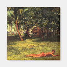 'In Front Of Our House, Vaila' - John La Farge Fridge Magnets