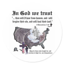 IN GOD WE TRUST - 2 Chronicles 7:14 Round Stickers
