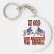 In God We Trust Crossed Flags Keychain