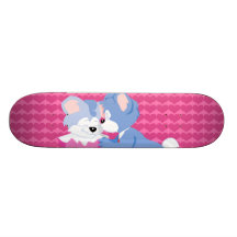 In love bears with pink hearts background skateboard