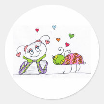 In Love Round Stickers