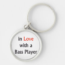 In Love With A Bass Player Red n Black Text Key Chain