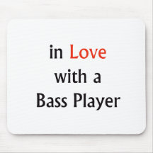 In Love With A Bass Player Red n Black Text Mouse Pads